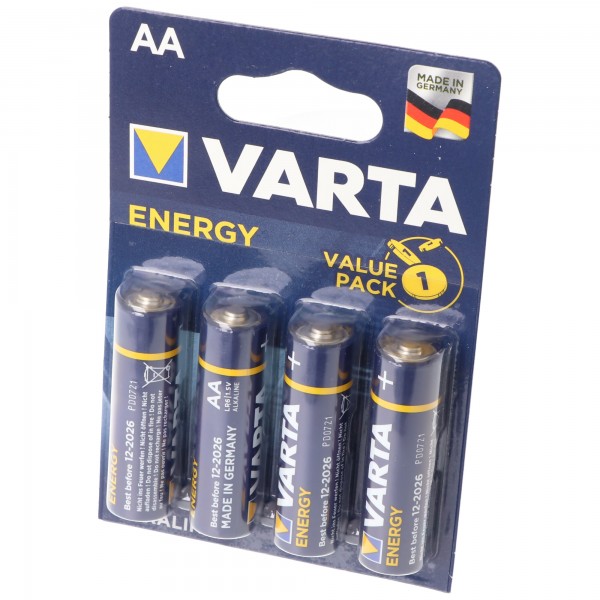 Varta Energy alkaline batterij, mignon, AA, LR06, 1.5V, pak van 4