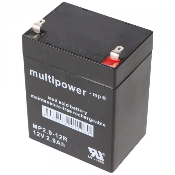 MultiPower MP2,9-12R loodbatterij met Faston 4,8 mm 12V, 2900mAh