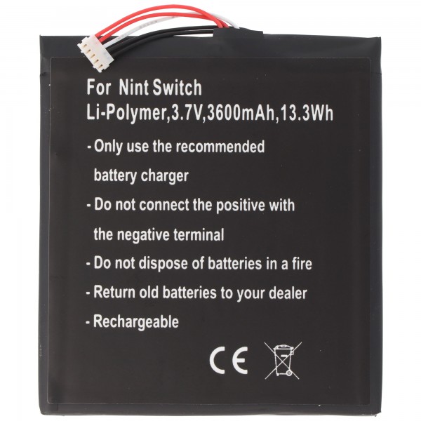 Batterij geschikt voor Nintendo Switch, Li-Polymer, 3,7 V, 3600 mAh, 13,3 Wh