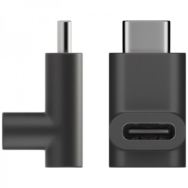 Adapter USB-C naar USB-C 90 graden hoek, zwarte USB-C-aansluiting haaks op USB-C-stekker