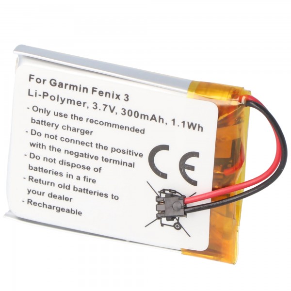 Batterij geschikt voor Garmin Fenix 3, Li-Polymer, 3,7 V, 300 mAh, 1,1 Wh