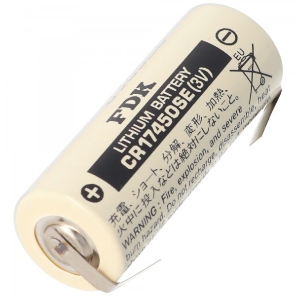 Sanyo lithiumbatterij CR17450SE maat A, met soldeerlip U-vorm