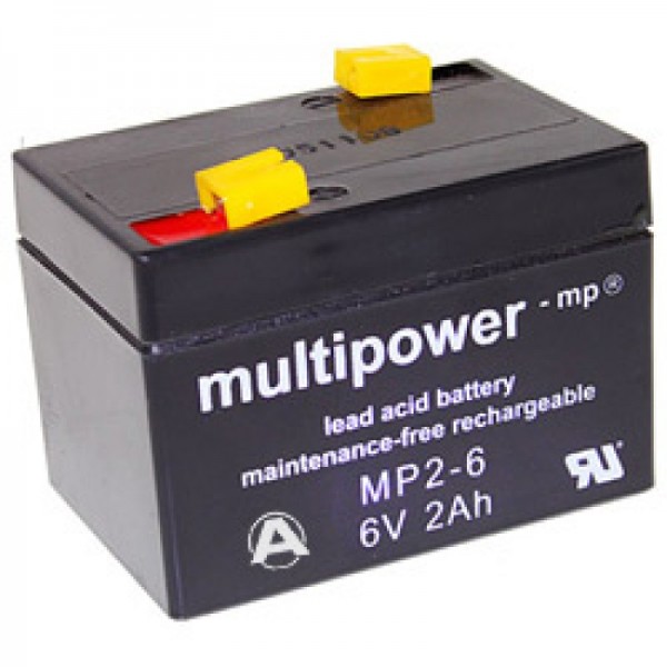 Multipower MP2-6 batterij PB-kabel, 6 volt 2000 mAh, aansluiting 4,8 m