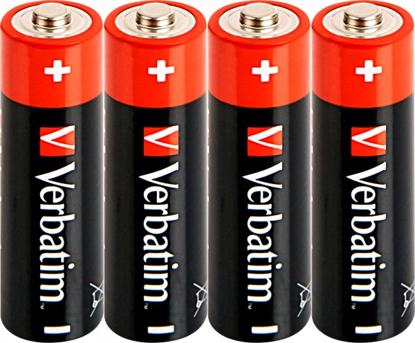Verbatim Batterij Alkaline, Mignon, AA, LR06, 1.5V Premium, Krimpfolie (4-Pack)