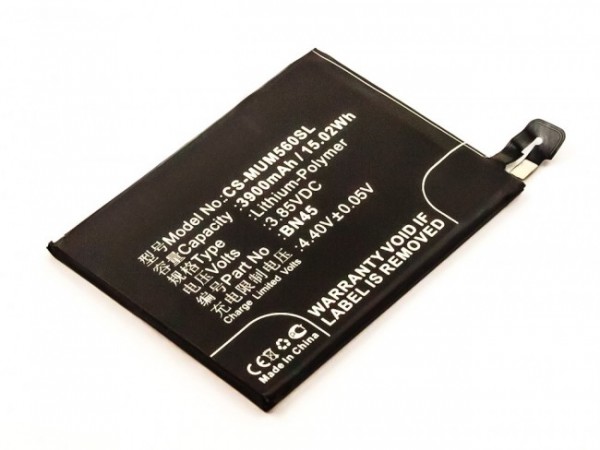 Batterij geschikt voor Xiaomi Redmi Note 5, Li-Polymer, 3.85V, 3900mAh, 15.0Wh, ingebouwd, zonder gereedschap