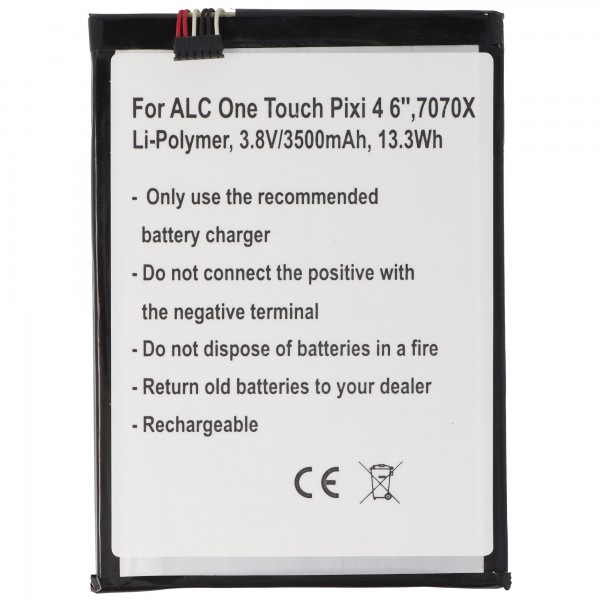 Accu geschikt voor Alcatel One Touch Pixi 4 6 &quot;, 7070X, Li-Polymer, 3.8V, 3500mAh, 13.3Wh