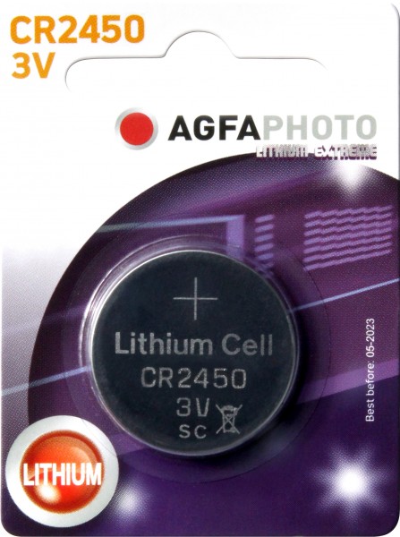 Agfaphoto Batterij Lithium, Knoopcel, CR2450, 3V Extreme, Retail-blisterverpakking (1-pack)