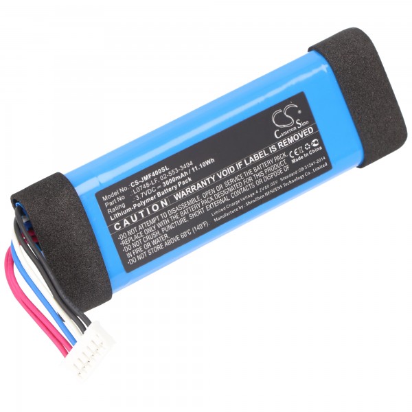 Batterijvervanging voor JBL Flip Essential voor luidsprekerboxen Luidspreker (3000mAh, 3.7V, Li-Polymer) zoals 0748-LF, 02-553-3494, 94x30.85x11.10mm