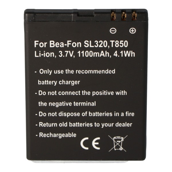 Batterij geschikt voor Bea-Fon SL320 batterij T850, DRTEL-4D-01, Olympia Brio