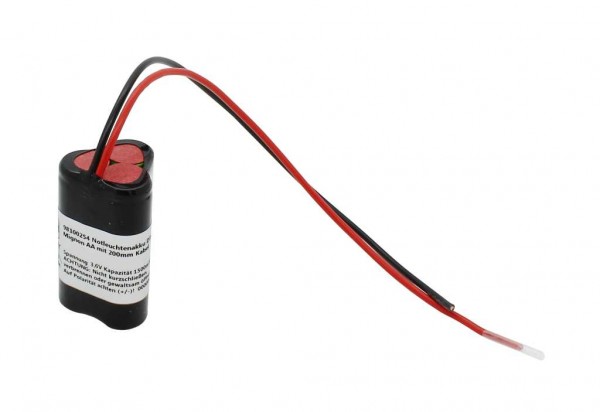 Noodverlichting batterij NiMH 3.6V 1500mAh D1x3 Mignon AA met 200mm kabel