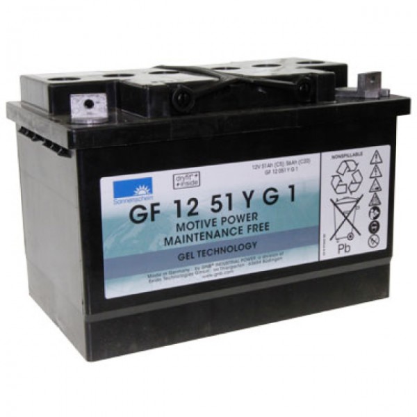 Exide Dryfit GF12051YG1 loodbatterij met M6-schroefaansluiting 12V, 51000mAh