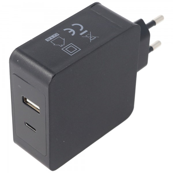 Type-C USB PD-voeding 45 W met USB-C-uitgang en 12 W USB-A-ladingen QC2.0, QC3.0 en PD