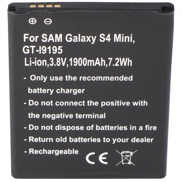 Samsung Galaxy S4 mini-replicabatterij, GT-I9195, GT-I9190, GT-I9192, B500BE met NFC van AccuCell
