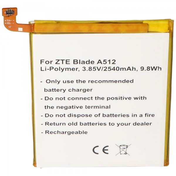 Batterij geschikt voor de ZTE BA910 batterij Blade A910, Blade A910 Dual, Blade A910 Dual SIM-batterij Li3925T44P8h786035