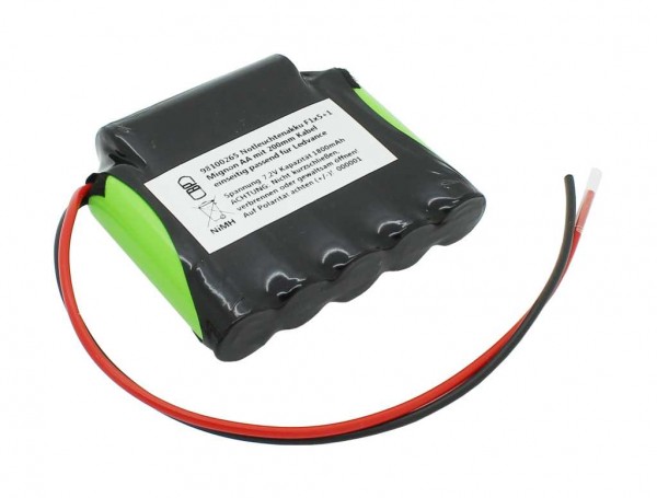 Noodverlichting batterij NiMH 7.2V 1800mAh F1x5+1 Mignon AA met 200mm kabel aan een zijde geschikt voor Ledvance