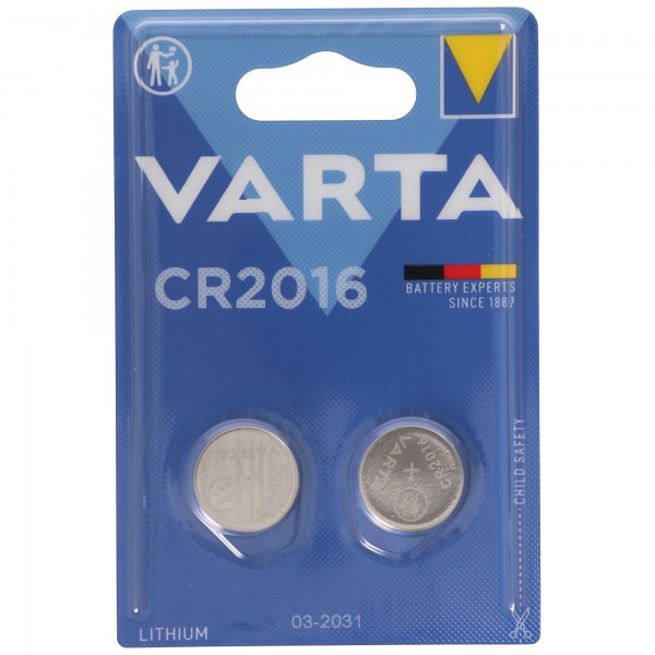 2 stuks Varta CR2016 lithiumbatterij IEC CR 2016