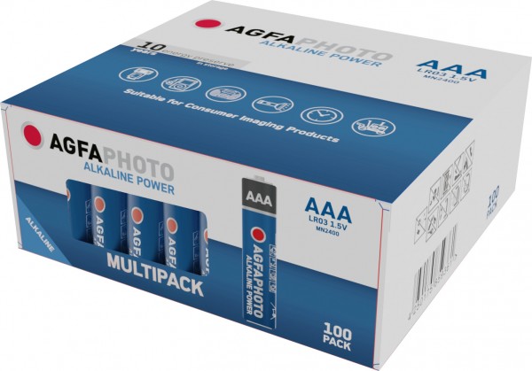 Agfaphoto Batterij Alkaline, Micro, AAA, LR03, 1,5 V voeding, doos (100 stuks)