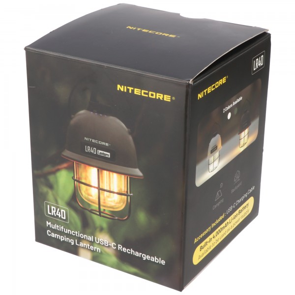 Nitecore LR40 LED campinglamp olijf met 2 lichtkleuren, incl. batterij, powerbank functie