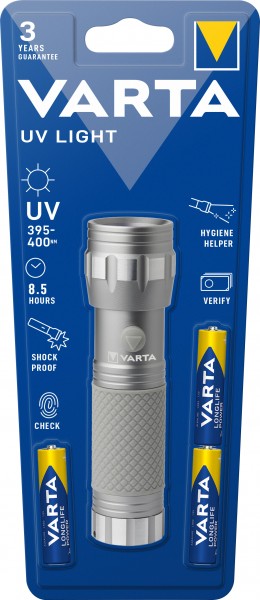 Varta LED-zaklamp UV-licht, 385-400nm incl. 3x alkaline AAA-batterijen, blisterverpakking
