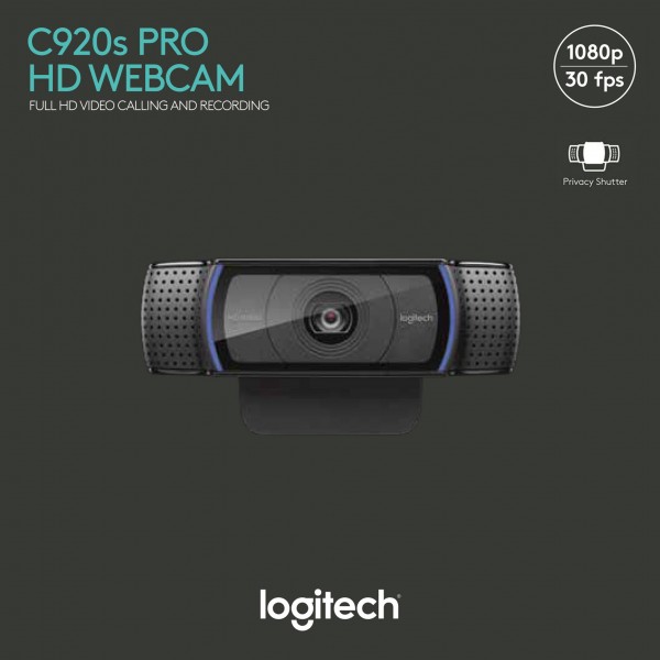 Logitech Webcam C920s Pro, Full HD 1080p, zwart 1920x1080, 30 FPS, USB, privacysluiter, retail