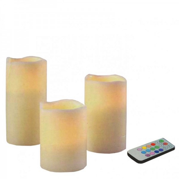 LED-kaarsenset met kleurverandering en afstandsbediening 3 stuks in een set
