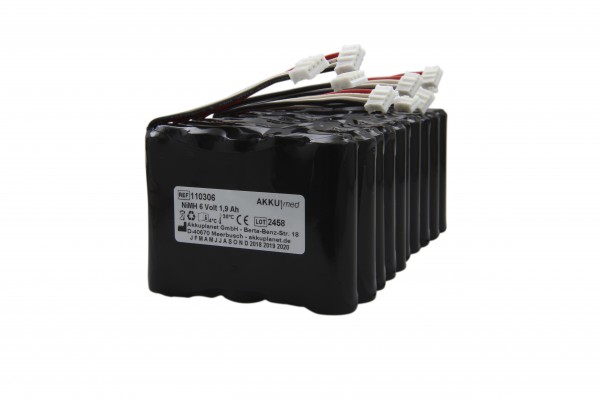 NiMH-batterij (pak van 10) geschikt voor Fresenius-spuitpomp / Injektomat Agilia 6 volt 1,9 Ah CE-conform