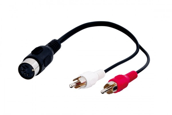 Goobay audiokabeladapter, DIN-bus naar stereo cinch-stekker - DIN-bus 180° (5-polig) > 2x cinch-stekker (audio links/rechts)