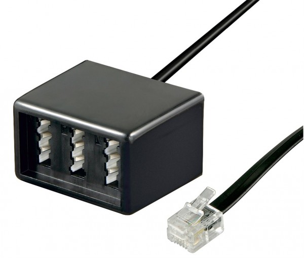 Goobay TAE telefoon adapter stekker - 3x TAE N/F/N bus > RJ11/RJ14 stekker (6P4C)