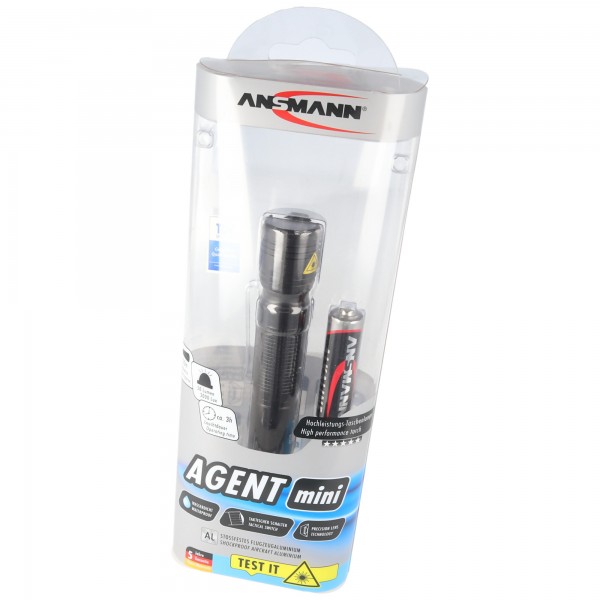 Ansmann Agent Mini LED-zaklamp, waterdicht 1 m, tactische schakelaar, Mignon AA-batterij