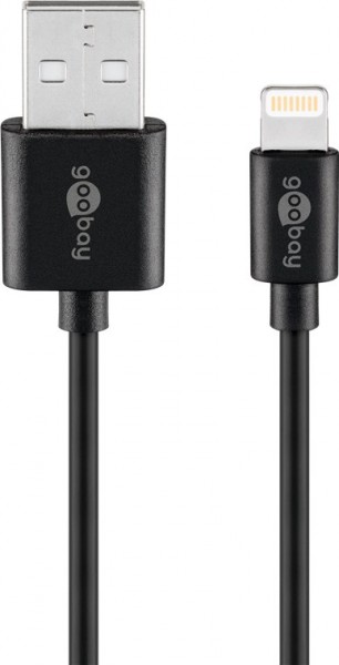 Lightning USB oplaad- en synchronisatiekabel, voor Apple iPhone, Apple iPod, Apple iPad, zwart, 2 meter