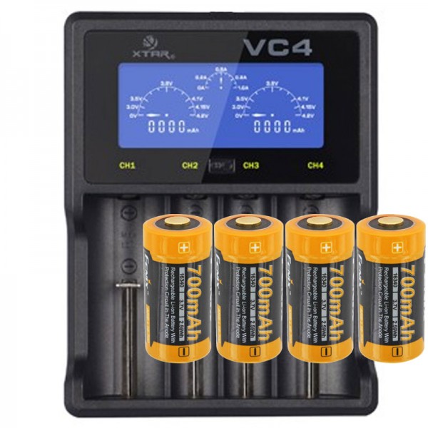 Snelle oplader en 4 stuks batterij voor Netgear Arlo draadloze HD bewakingscamera VMC3030, VMK3200, VMS3330, 3430, 3530