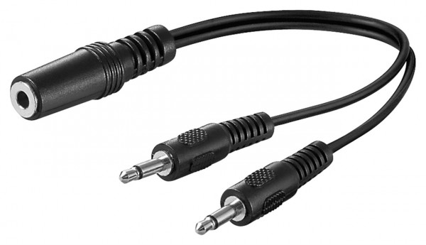 Goobay audio Y-kabeladapter 3,5 mm, 1x stereo-bus naar 2x monostekker - jackplug 3,5 mm-bus (3-polig, stereo) > 2x jackplug 3,5 mm-stekker (2-polig, mono)