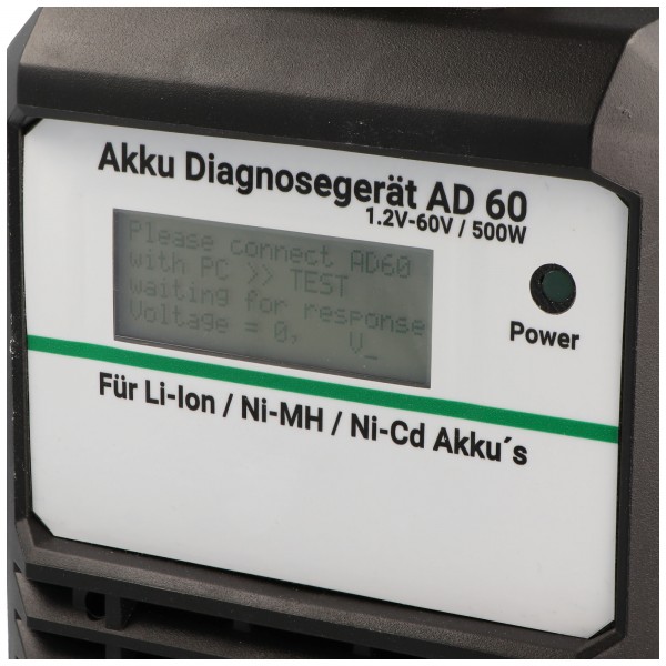Batterijvermogen batterijanalysator AD60 voor batterijen tot 60,0 volt 450w tot max. 500W