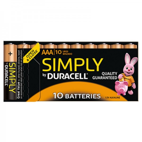 10 stuks Duracell alkaline batterijen AAA Micro LR03 in een doos