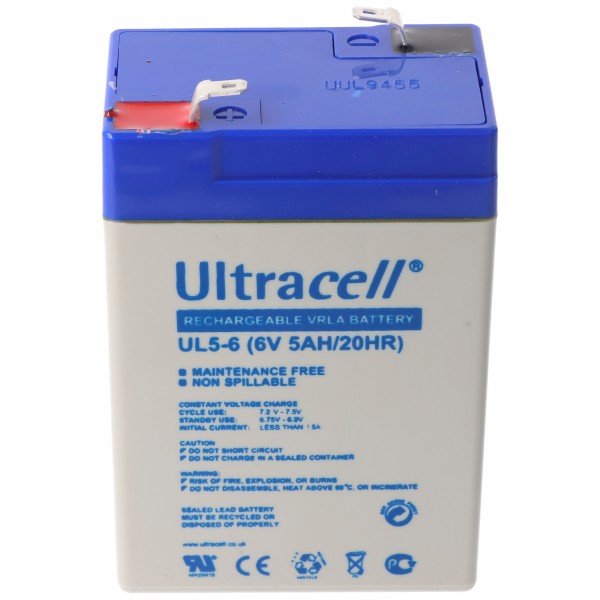 Ultracell UL5-6 6V 5Ah loodaccu AGM loodgelaccu
