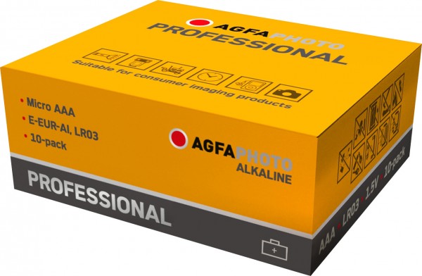 Agfaphoto-batterij Alkaline, Micro, AAA, LR03, 1,5 V Professioneel, doos (10-pack)