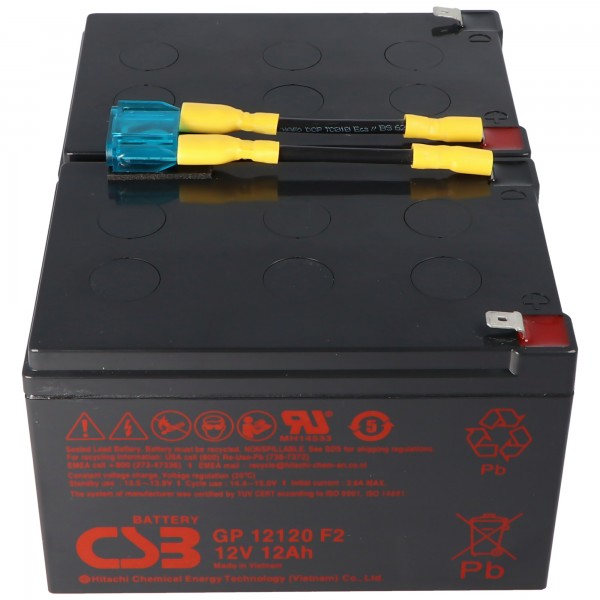 Batterij geschikt voor APC vervangende batterij nr. 6 APC-RBC6, CSB SCD6 vervangende batterij voorgemonteerd met kabel en stekker