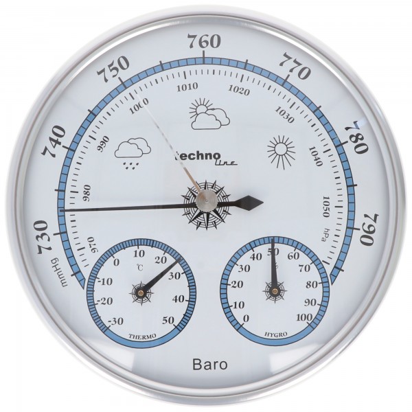 Technoline WA 3090 - ronde barometer met thermo-hygrometer in vintage design