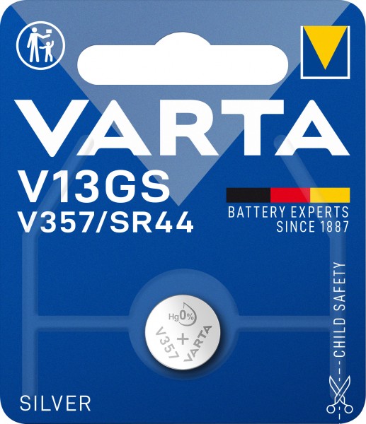 Varta Batterij Zilveroxide, Knoopcel, V13GS, SR44, 1.55V Elektronica, Retail Blister (1-Pack)