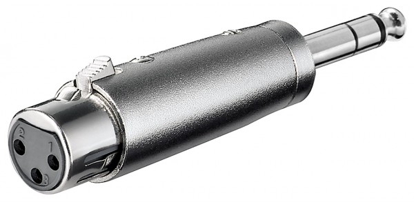 Goobay XLR-adapter, AUX-jackplug 6,35 mm, stereostekker naar XLR-bus - 1x XLR-bus (3-polig) > 1x 6,35 mm jackplug (4-polig, stereo)