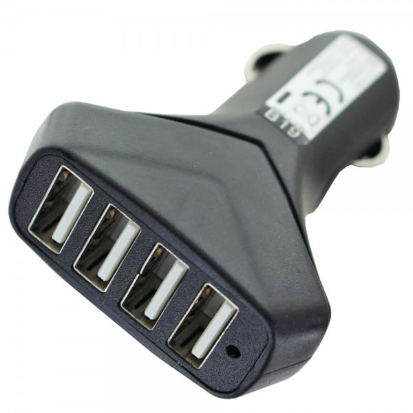 VOERTUIG LAADADAPTER USB 4-POORS USB, laadstroom 6.0A met Auto-ID zwart