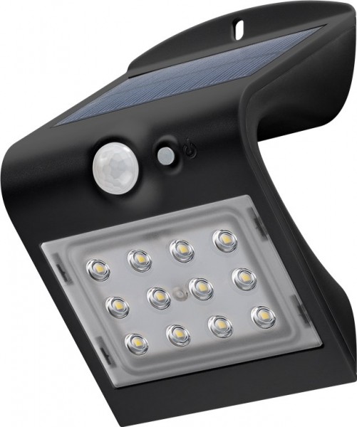 LED-wandlamp op zonne-energie Goobay met bewegingsmelder, 1,5 W, zwart - LED-zonnelamp biedt een neutraal witte verlichtingsoplossing voor huisingangen, carports en trappen