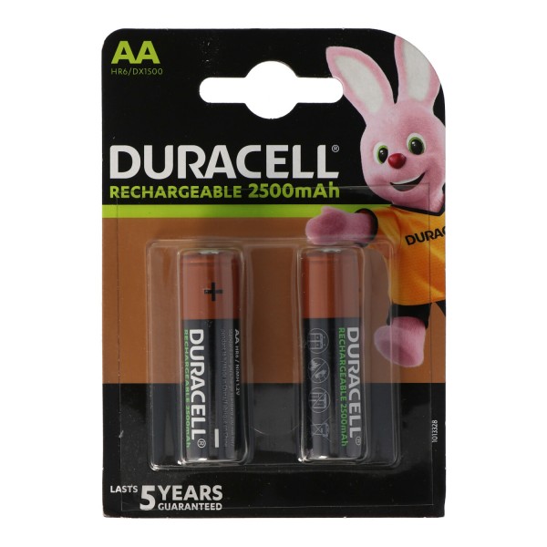 Duracell PreCharged Mignon batterij Ni-MH 1.2V met max. 2500 mAh in een blisterverpakking van 2 stuks