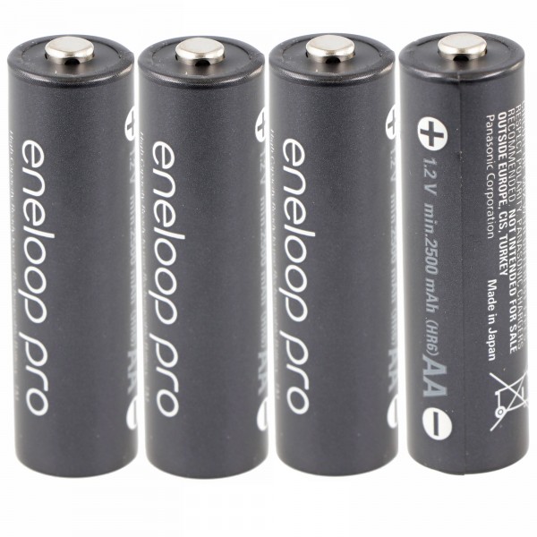 Panasonic eneloop pro, voorgeladen, blisterverpakking (4-pack) BK-3HCDE/4BE oplaadbare batterij NiMH, Mignon, AA, HR06, 1.2V en 2500mAh 5410853064152