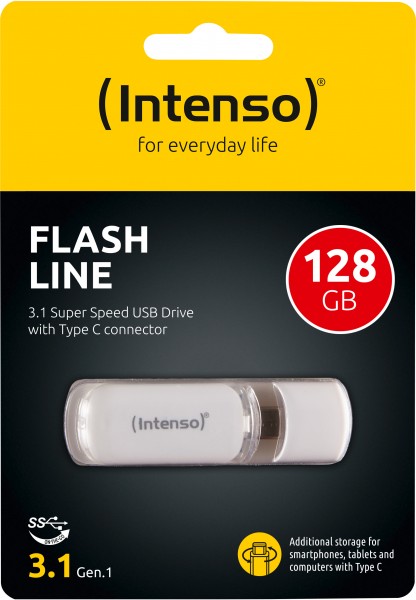 Intenso USB 3.1 OTG Stick 128GB, Flash Line, wit Type-C, (R) 70MB/s, blisterverpakking