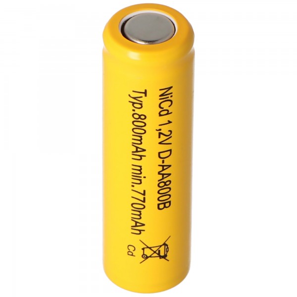 Flat Top NiCd-batterij 1,2 V 600 mAh Mignon AA zonder soldeertag
