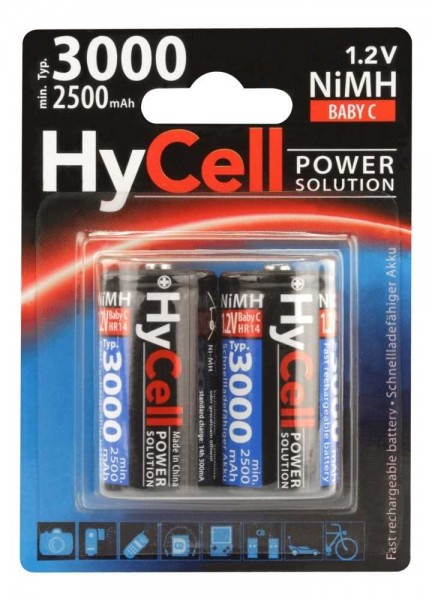 HyCell NiMH batterij type 3000 Baby 2500mAh blisterverpakking van 2