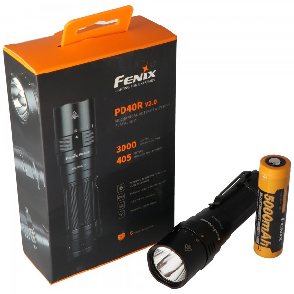 Fenix PD40R V2.0 LED-zaklamp max. 3000 lumen inclusief batterij en oplaadkabel