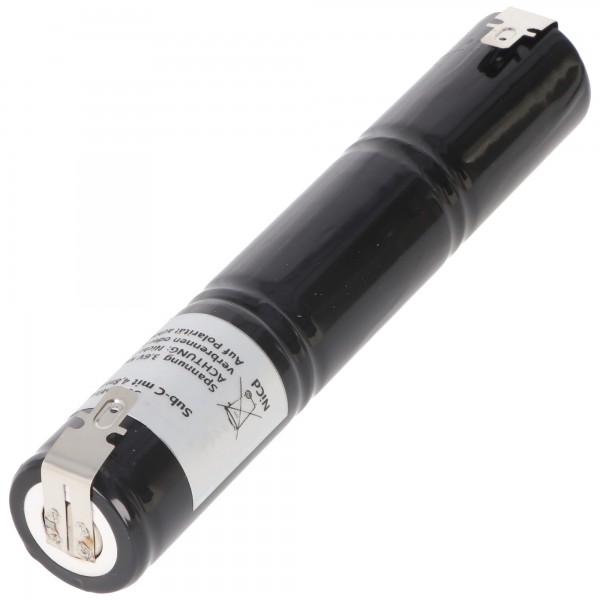 Noodverlichting batterij NiCd 3.6V 1800mAh L1x3 Sub-C met 4.8mm Faston aansluiting
