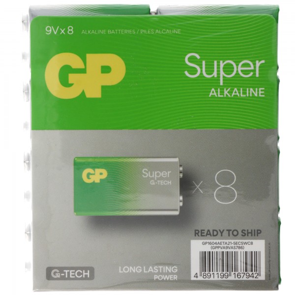 9V batterij GP Alkaline Super 9V 8 stuks